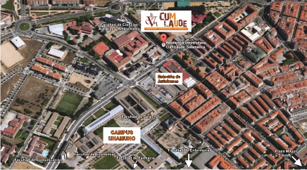 Vista aérea de la Residencia Universitaria Cum Laude y sus alrededores